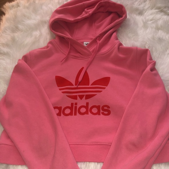pink adidas crop hoodie